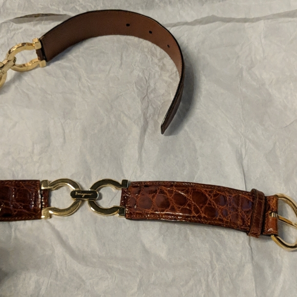 Salvatore Ferragamo brown crocodile belt main image 6